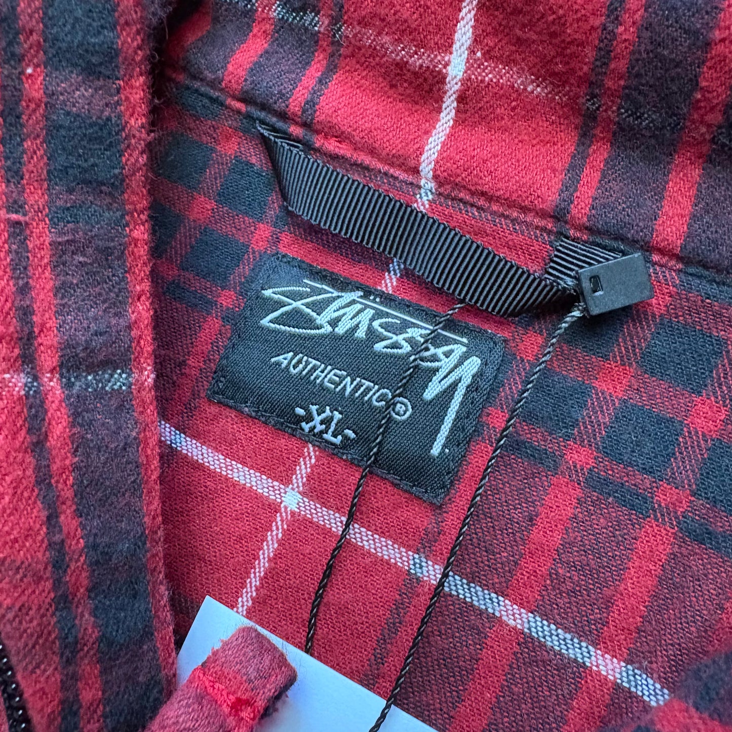 Stussy red tartan zipup jacket (XL)