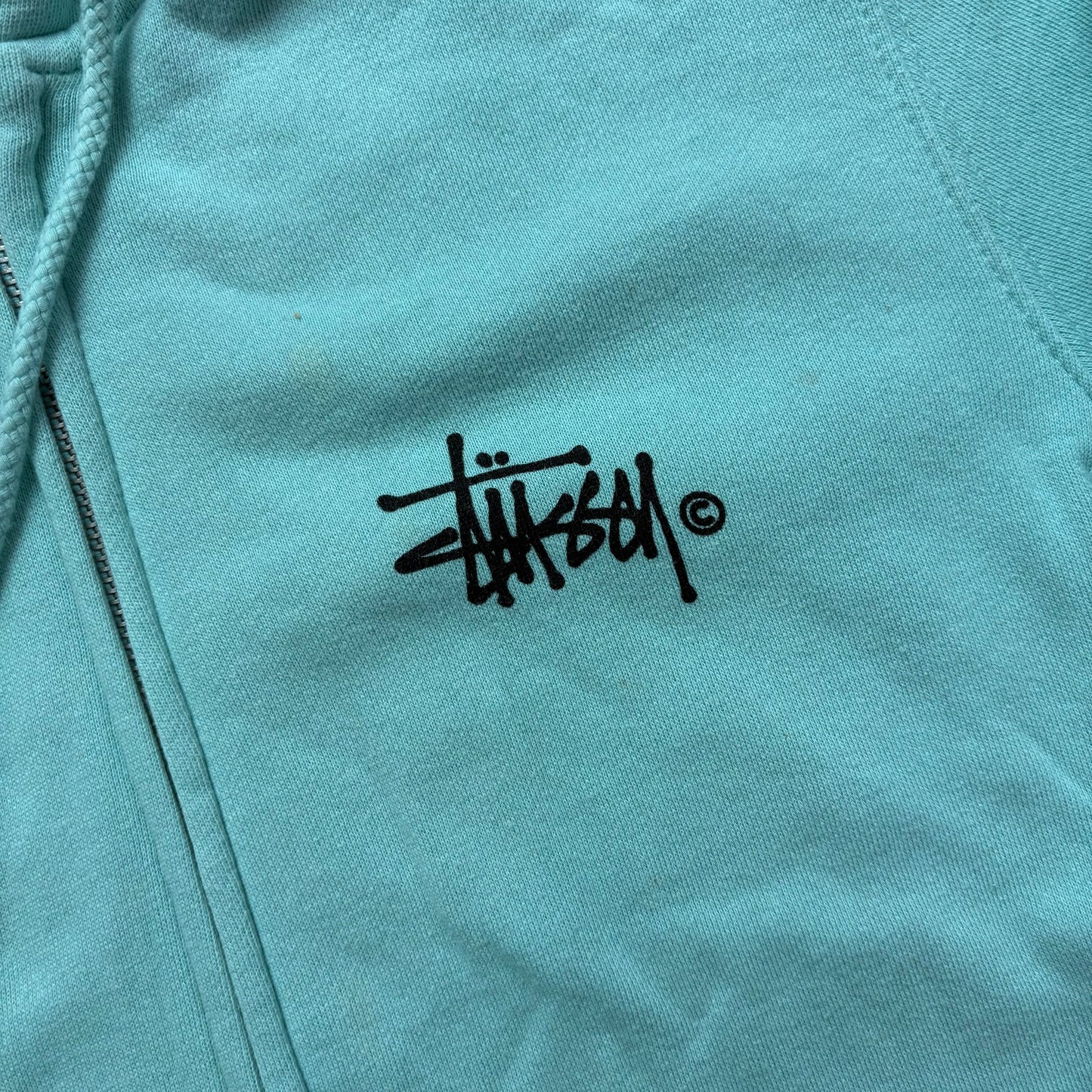Stussy light blue zip up hoodie (S)