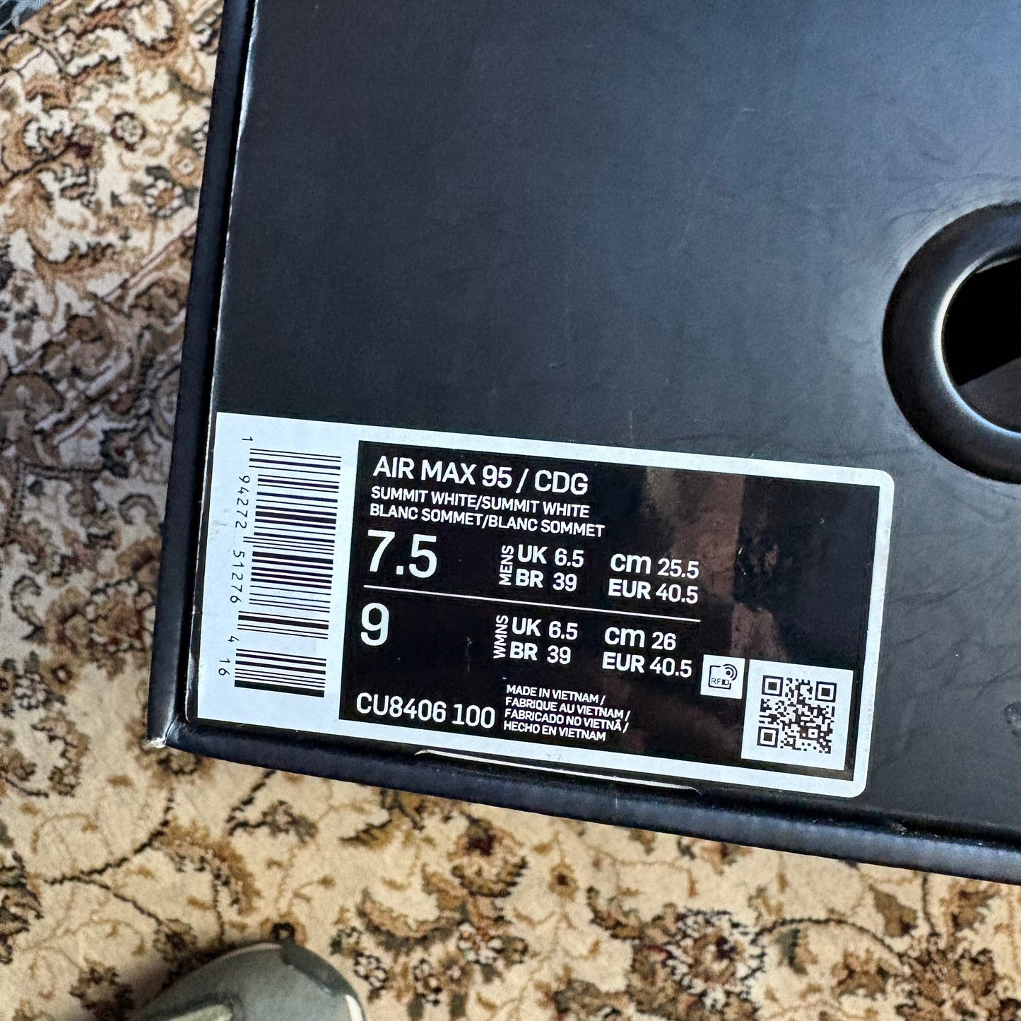 Nike X CDG air max 95 white (UK6.5)