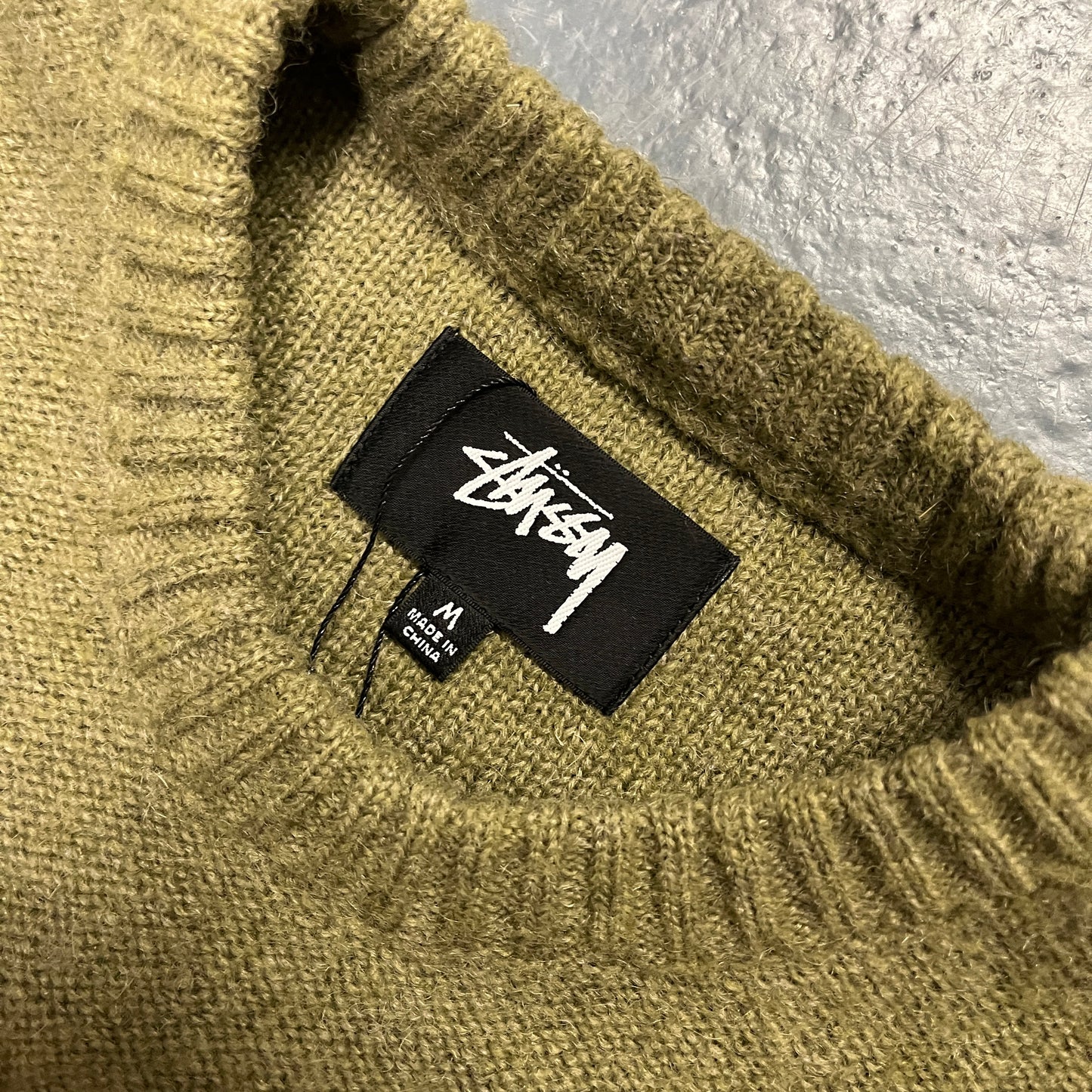 Stussy khaki green mohair knit (M)