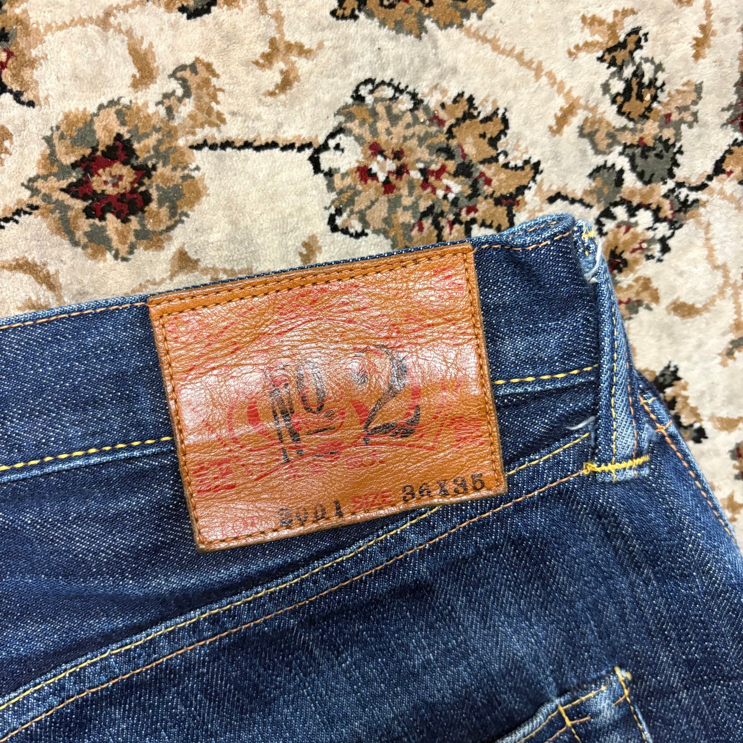 Evisu faded seagull blue denim jeans (W36”)