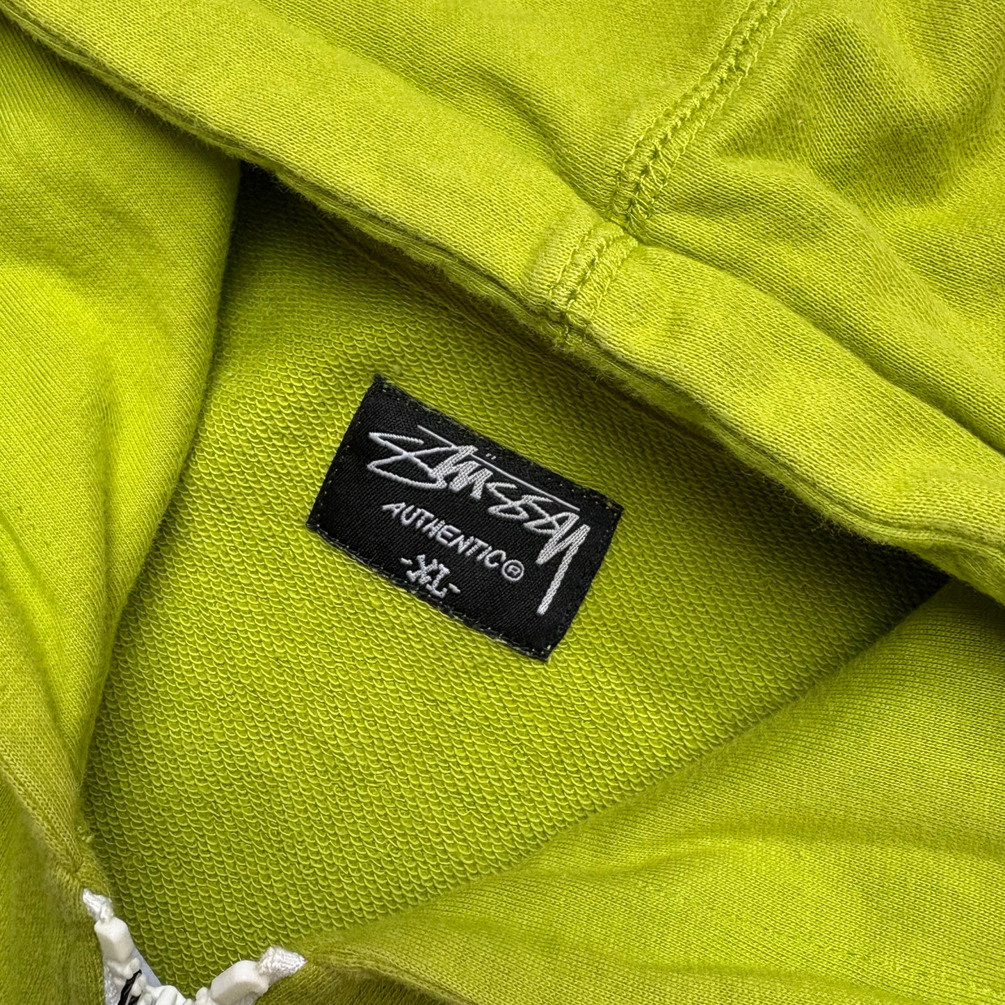 Stussy lime green zip up hoodie (XL)