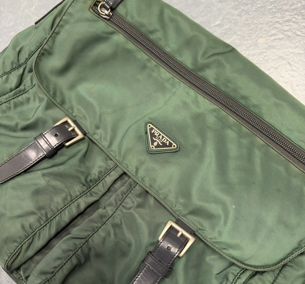 Prada green crossbody messenger bag