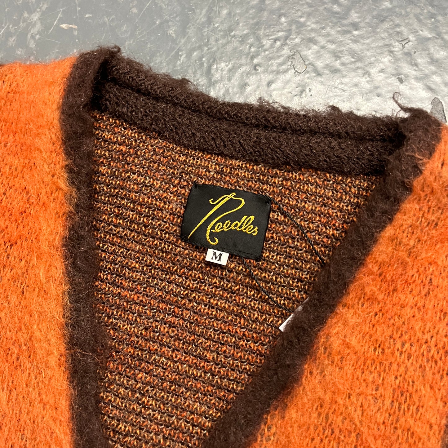 Needles brown/orange knit cardigan (M)