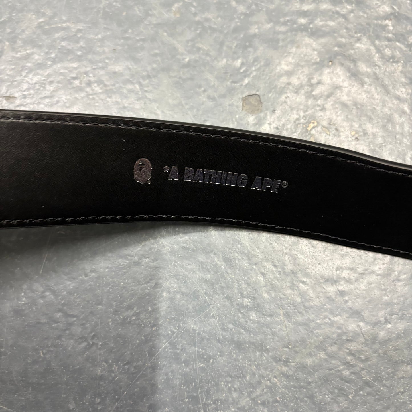Bape black spellout leather belt