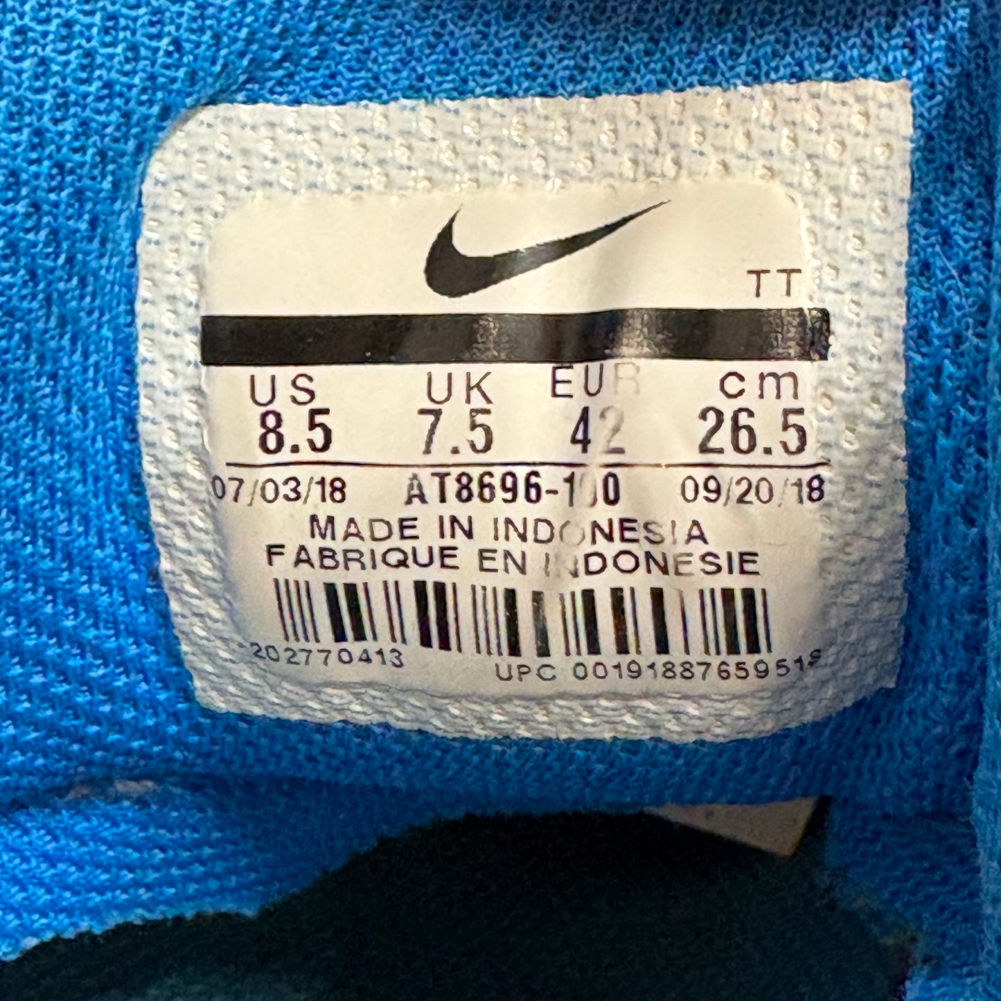 Nike air max 95 crystal blue (UK7.5)