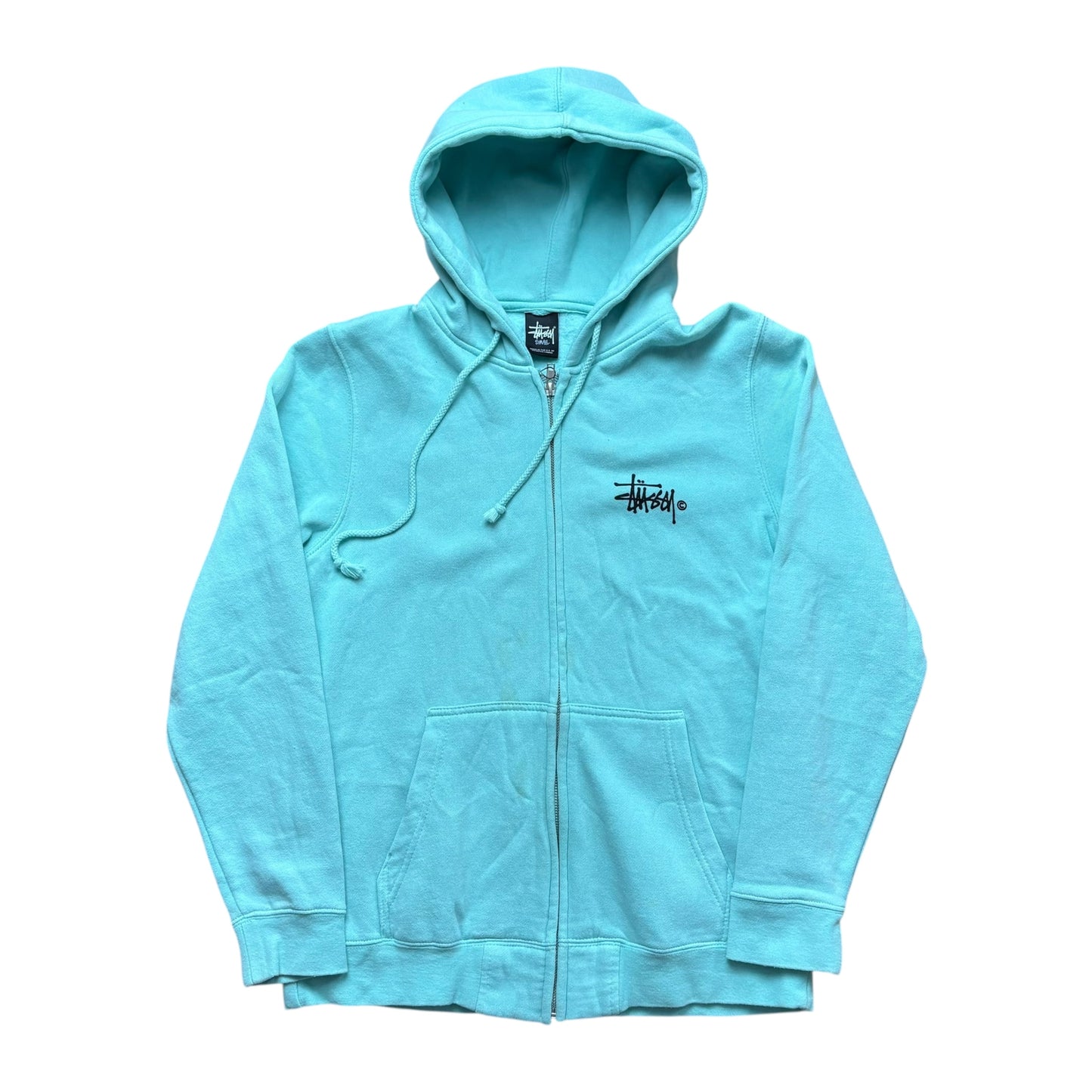Stussy light blue zip up hoodie (S)