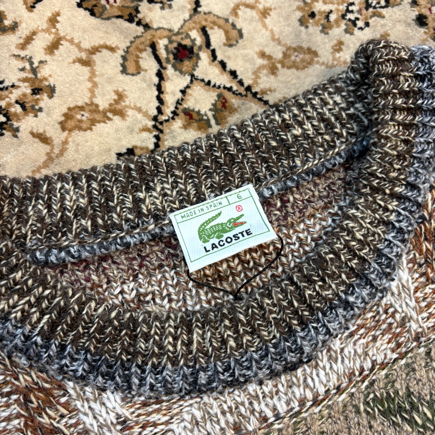 Lacoste stripe patterned heavy knit (L)