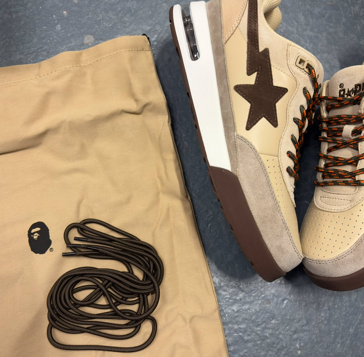 BAPE beige Road Sta (UK10) BNWT