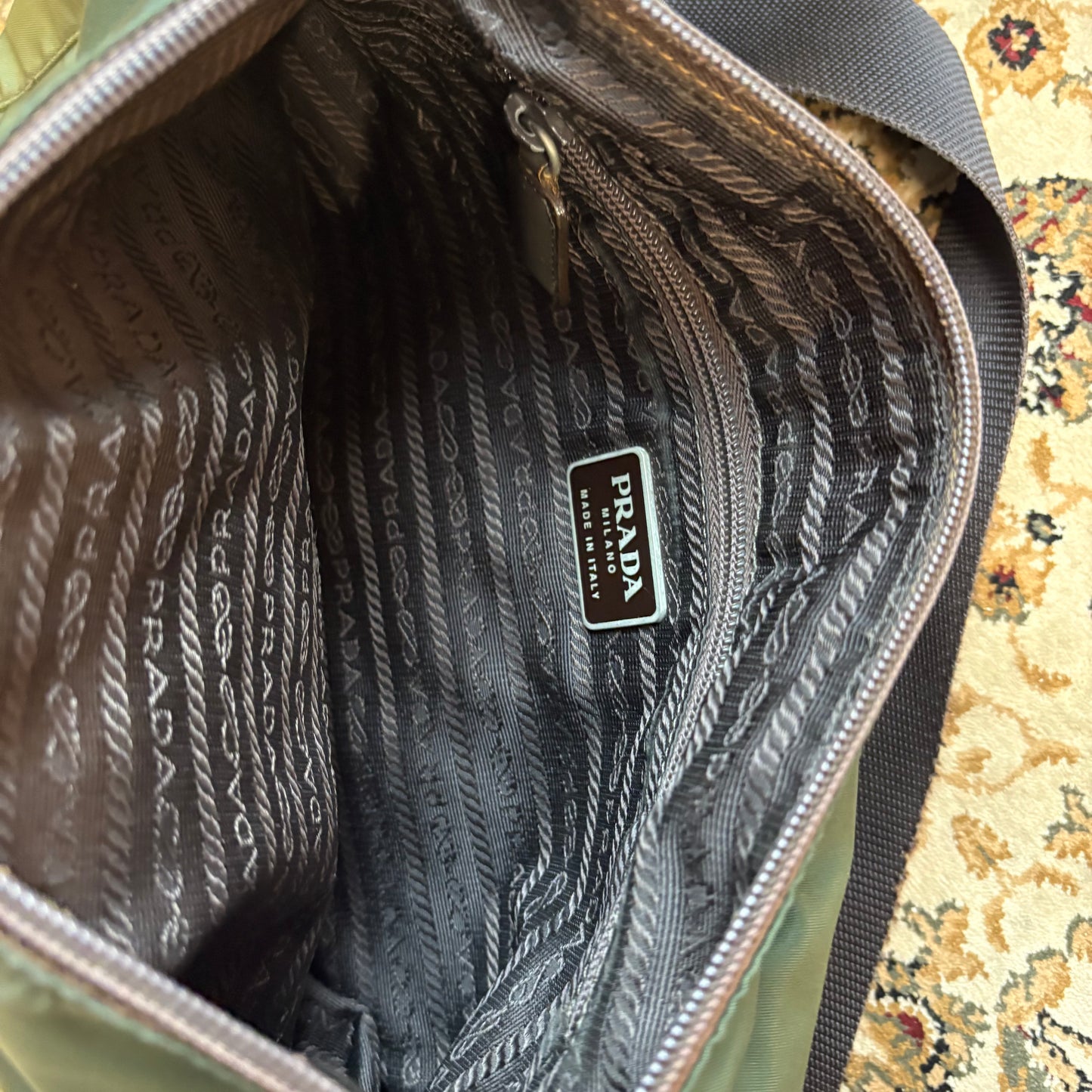Prada green satchel crossbody bag