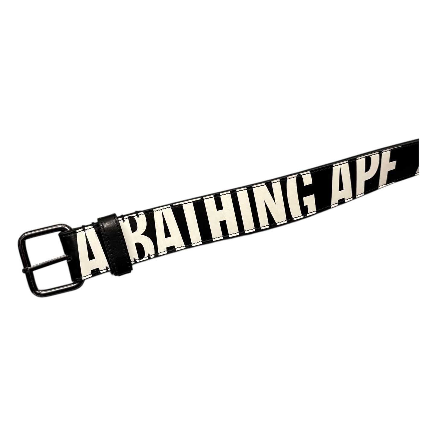 Bape black spellout leather belt
