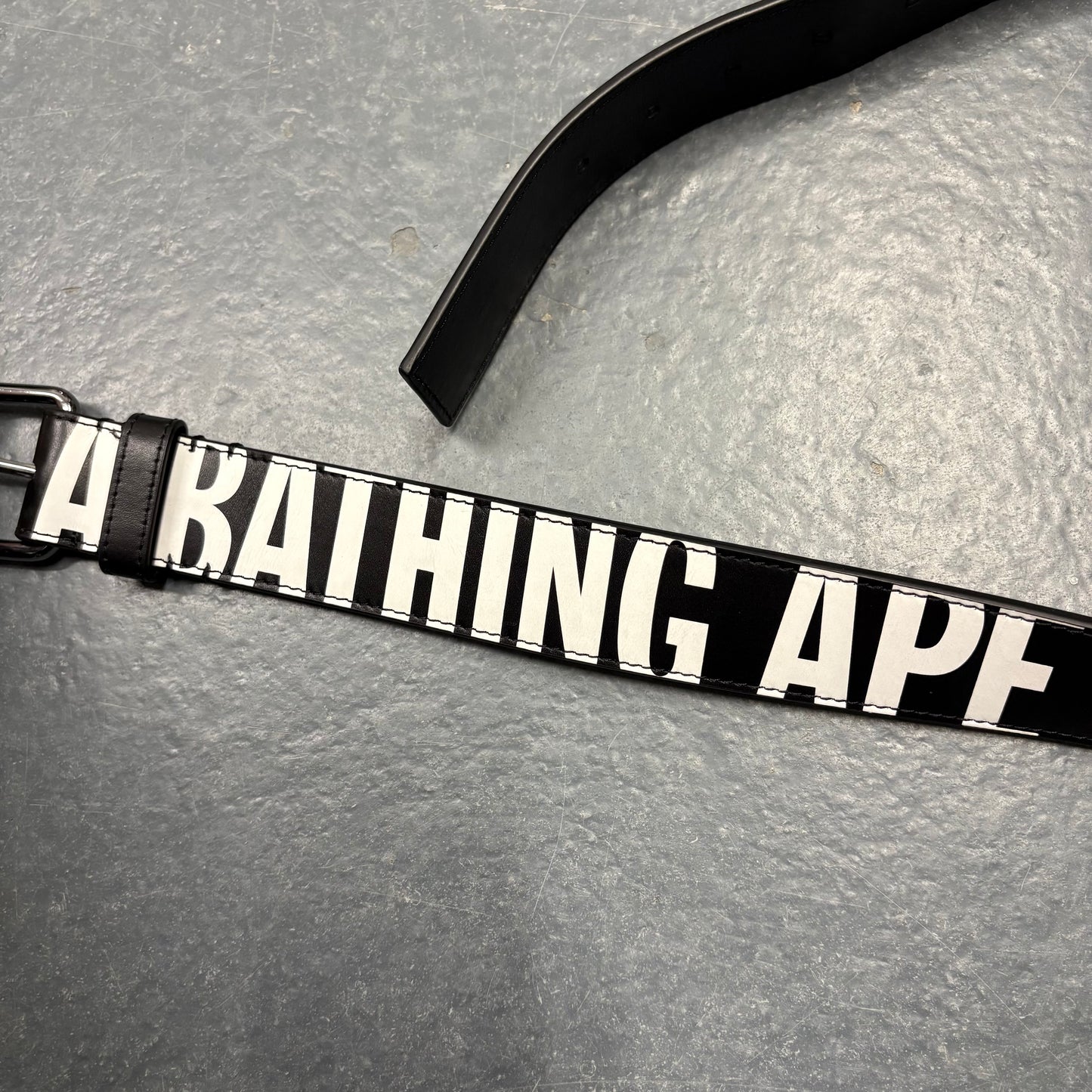 Bape black spellout leather belt