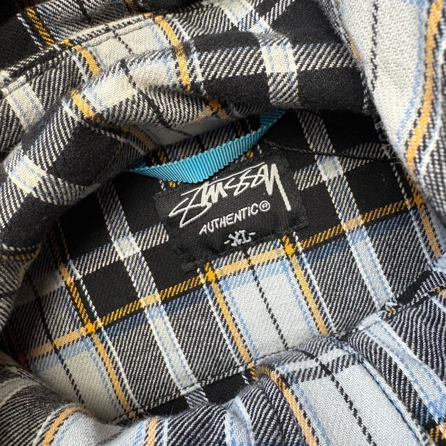 Stussy black/grey check zipup jacket (XL)