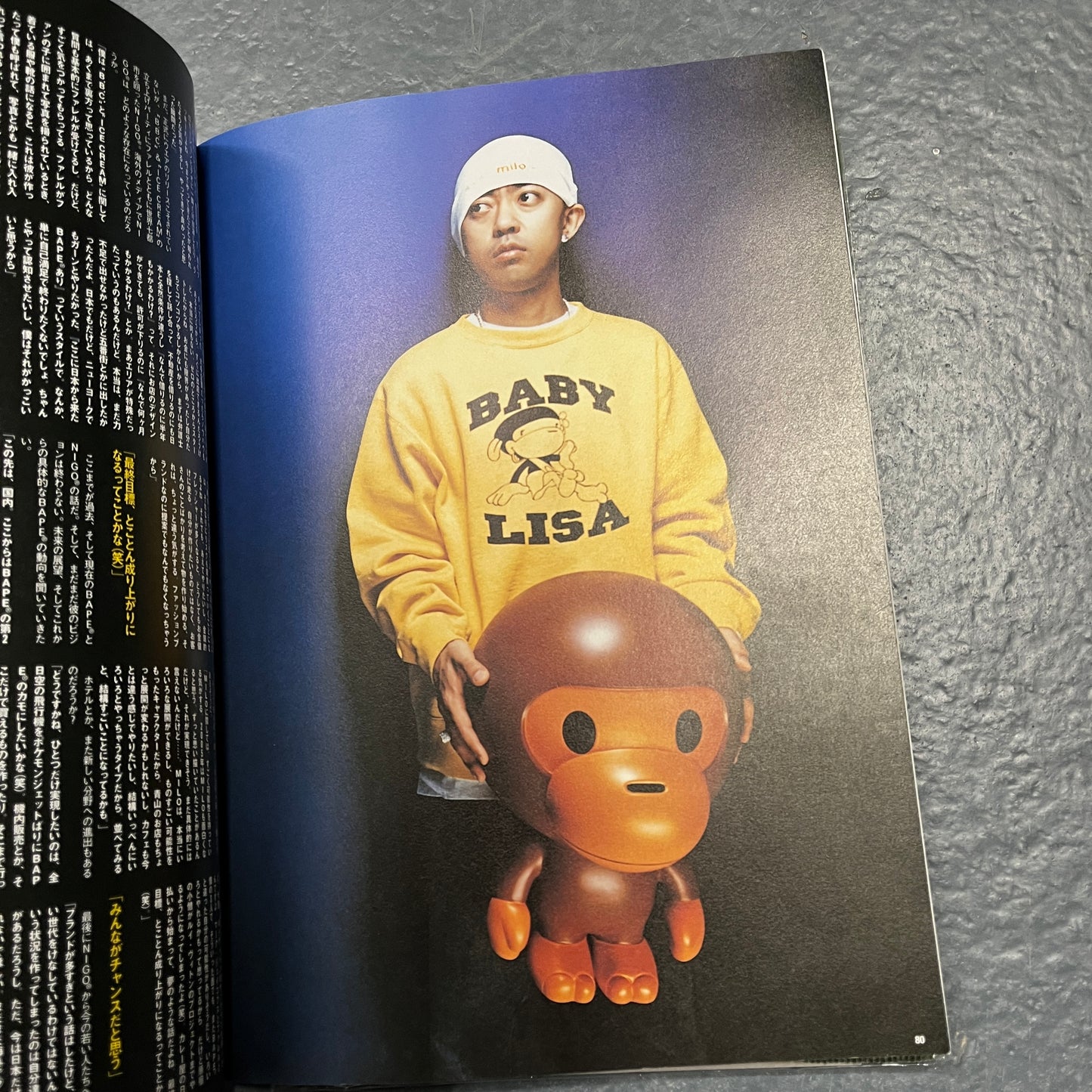 BAPE 2005 lookbook with camo blanket and stickers