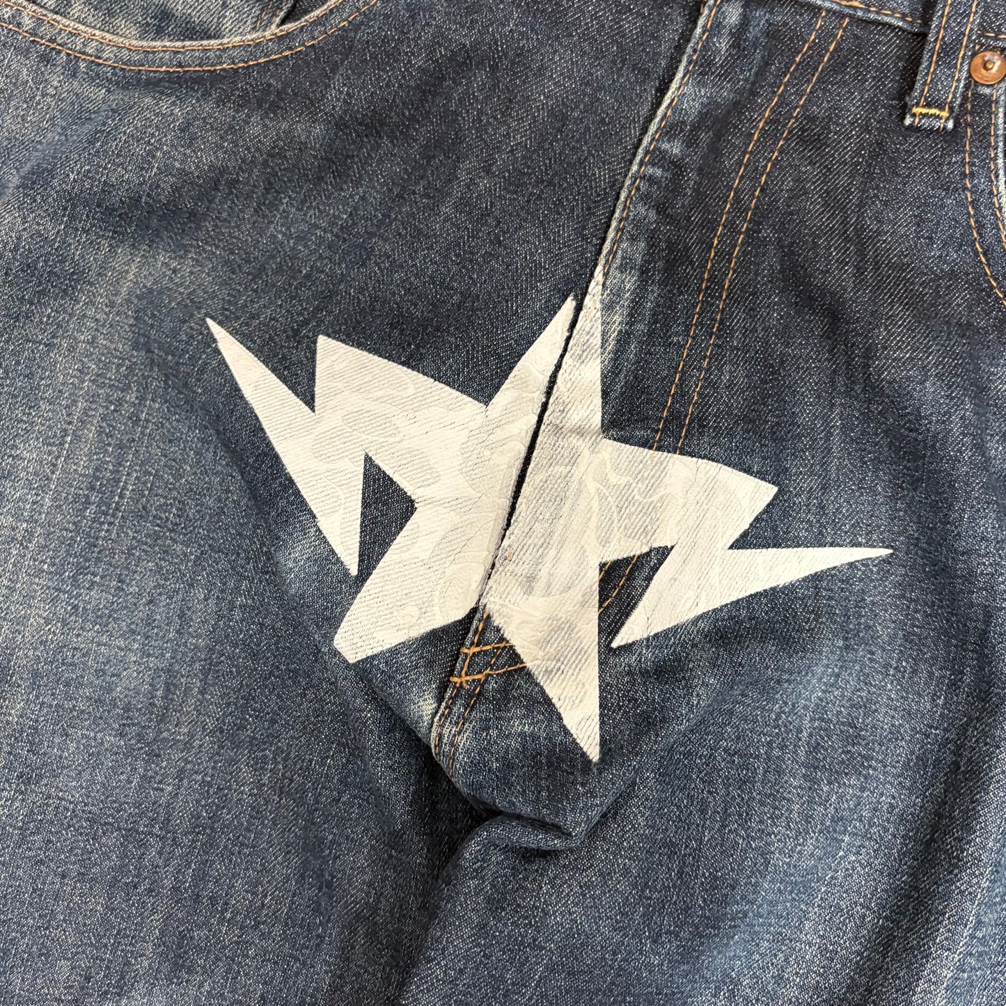 BAPE Sta star jeans navy blue (W34” L28”)