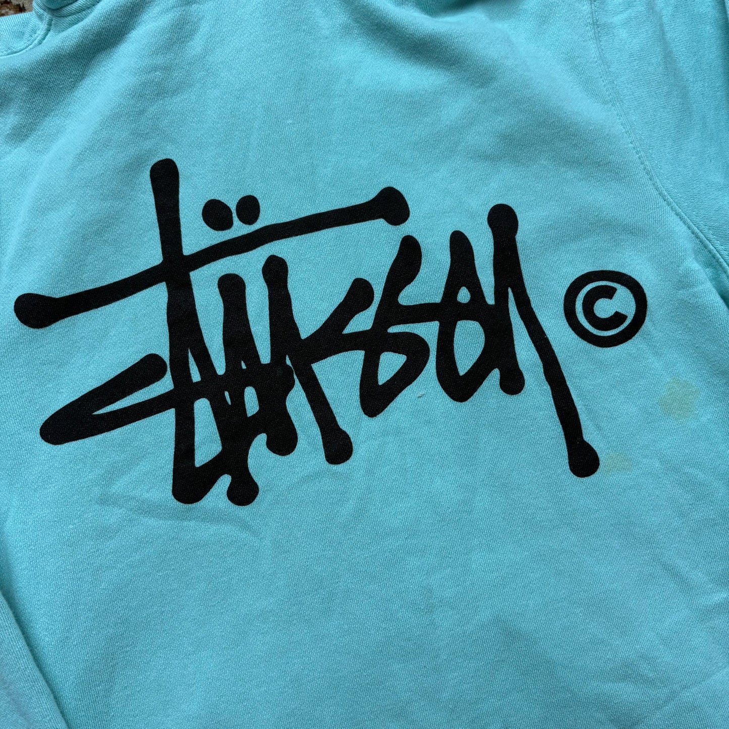 Stussy light blue zip up hoodie (S)
