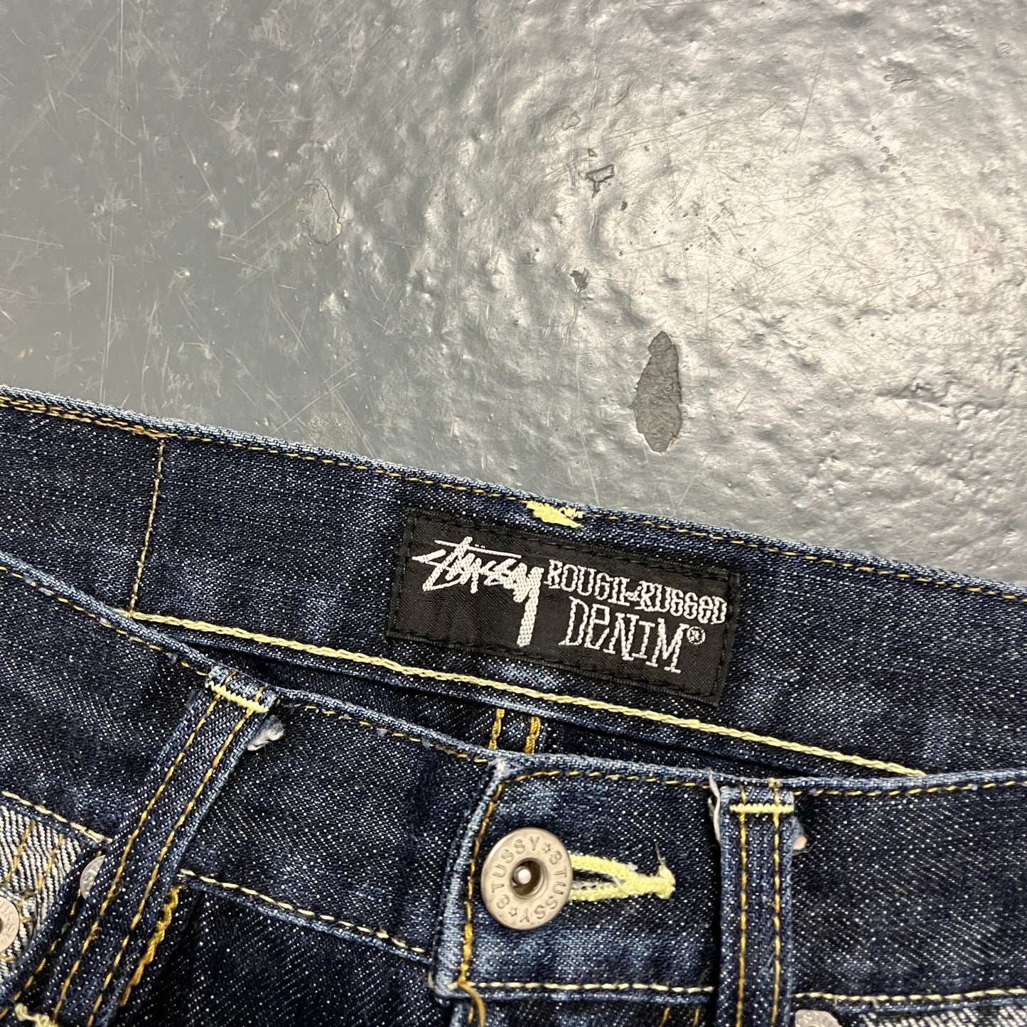 Stussy graphic dark denim jeans (W30)