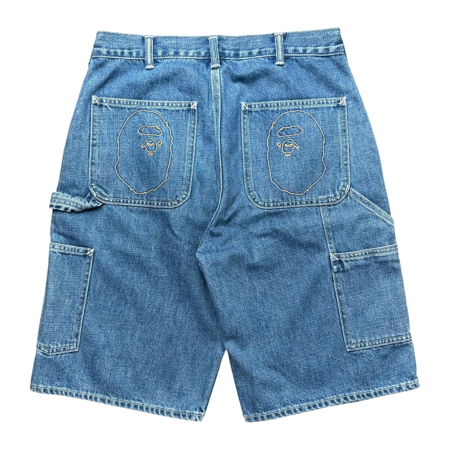 BAPE blue embroidered jorts (M)