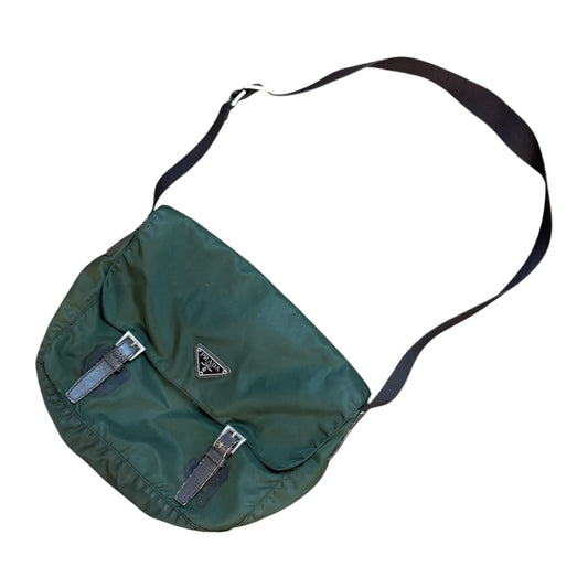 Prada green satchel crossbody bag