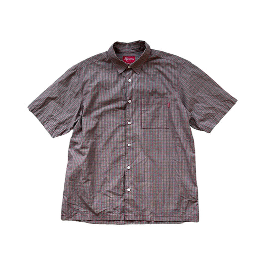 Supreme red check button up shirt (M)