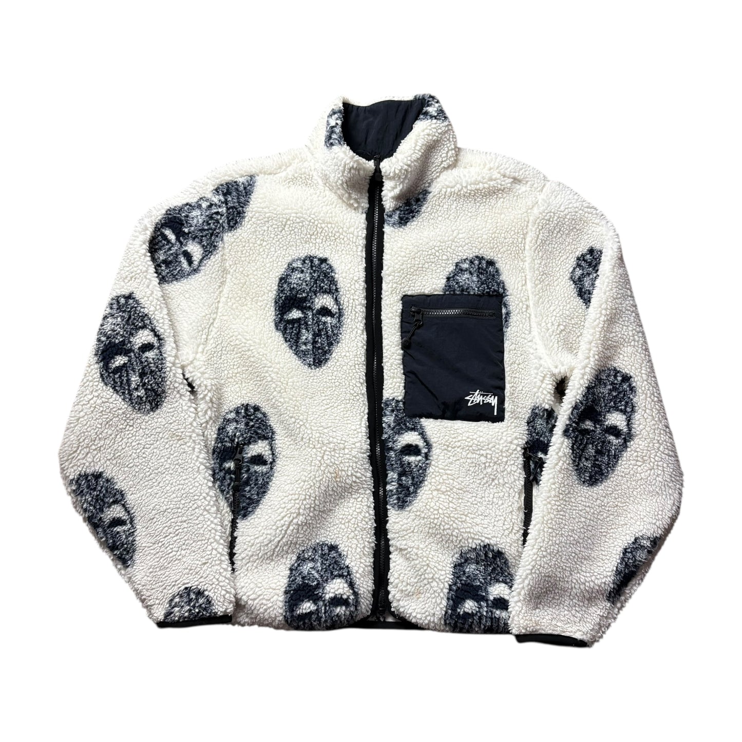 Stussy cream mask sherpa fleece jacket (M)