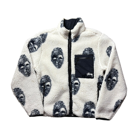 Stussy cream mask sherpa fleece jacket (M)