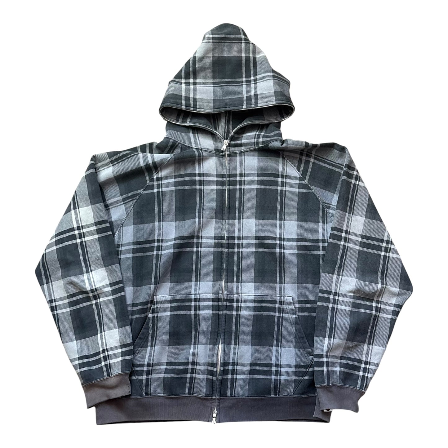 BAPE bathing ape tartan brown zip up hoodie (L)