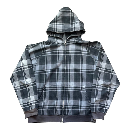 BAPE bathing ape tartan brown zip up hoodie (L)