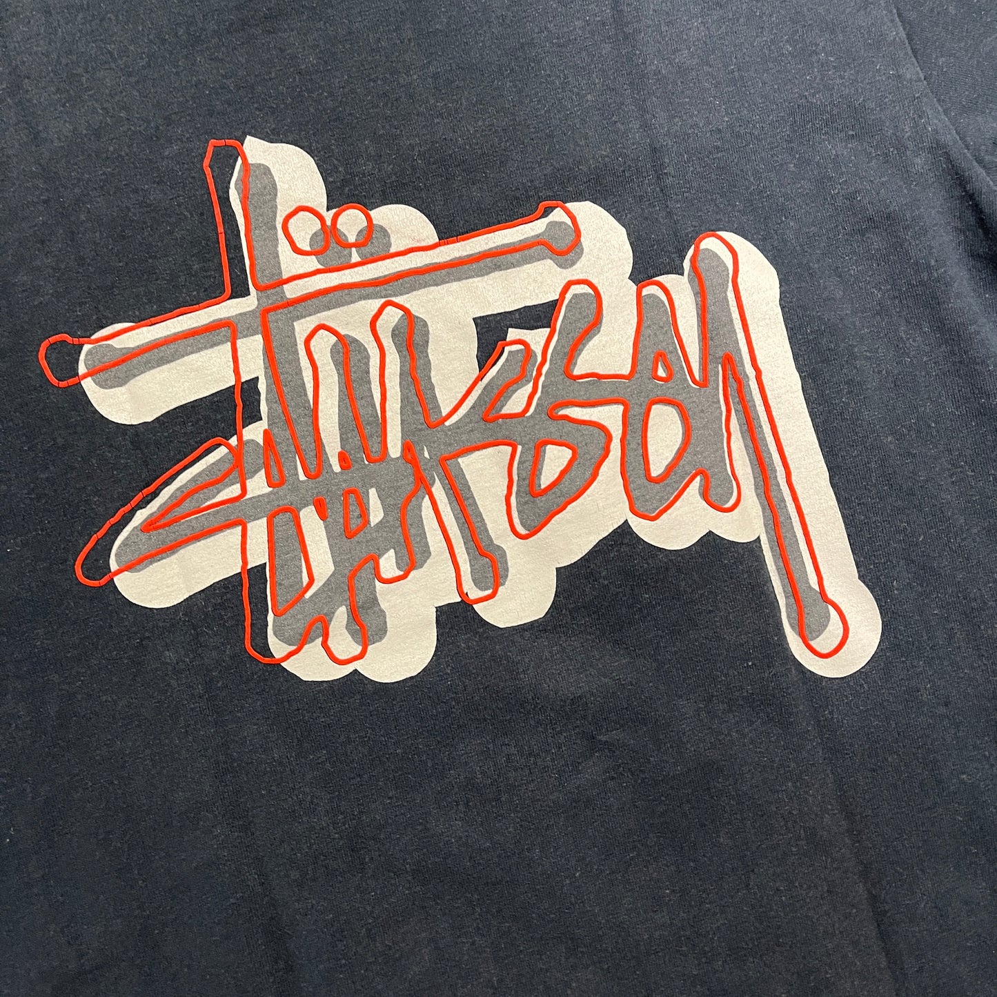 Stussy black and red spellout tee (S)