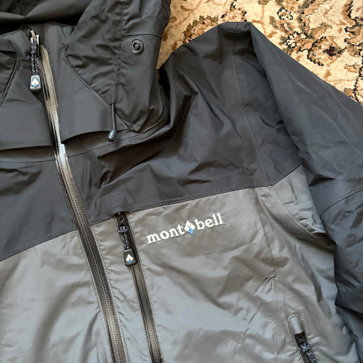 Montbell black / grey waterproof shell jacket (S)