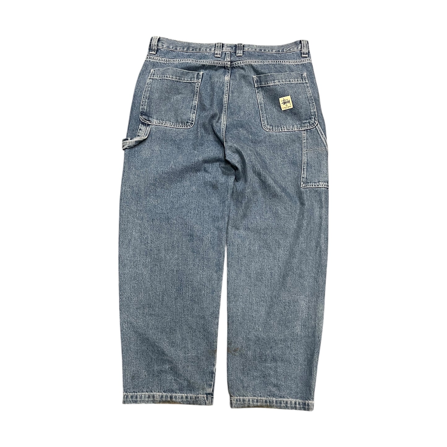 Stussy blue double knee baggy jeans (W36)