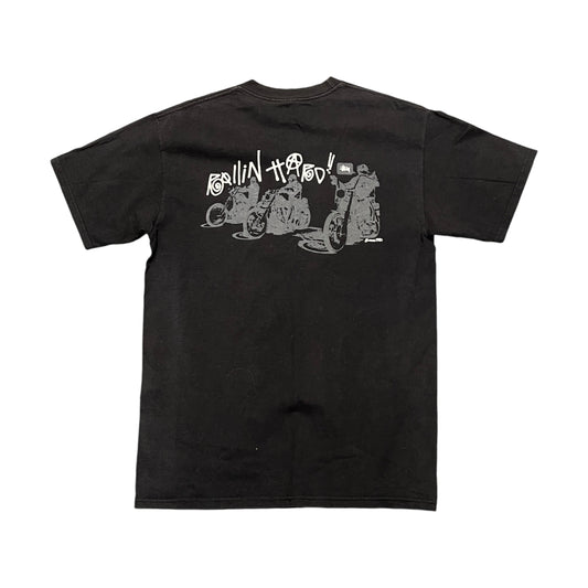 Stussy black rolling hard tee (M)