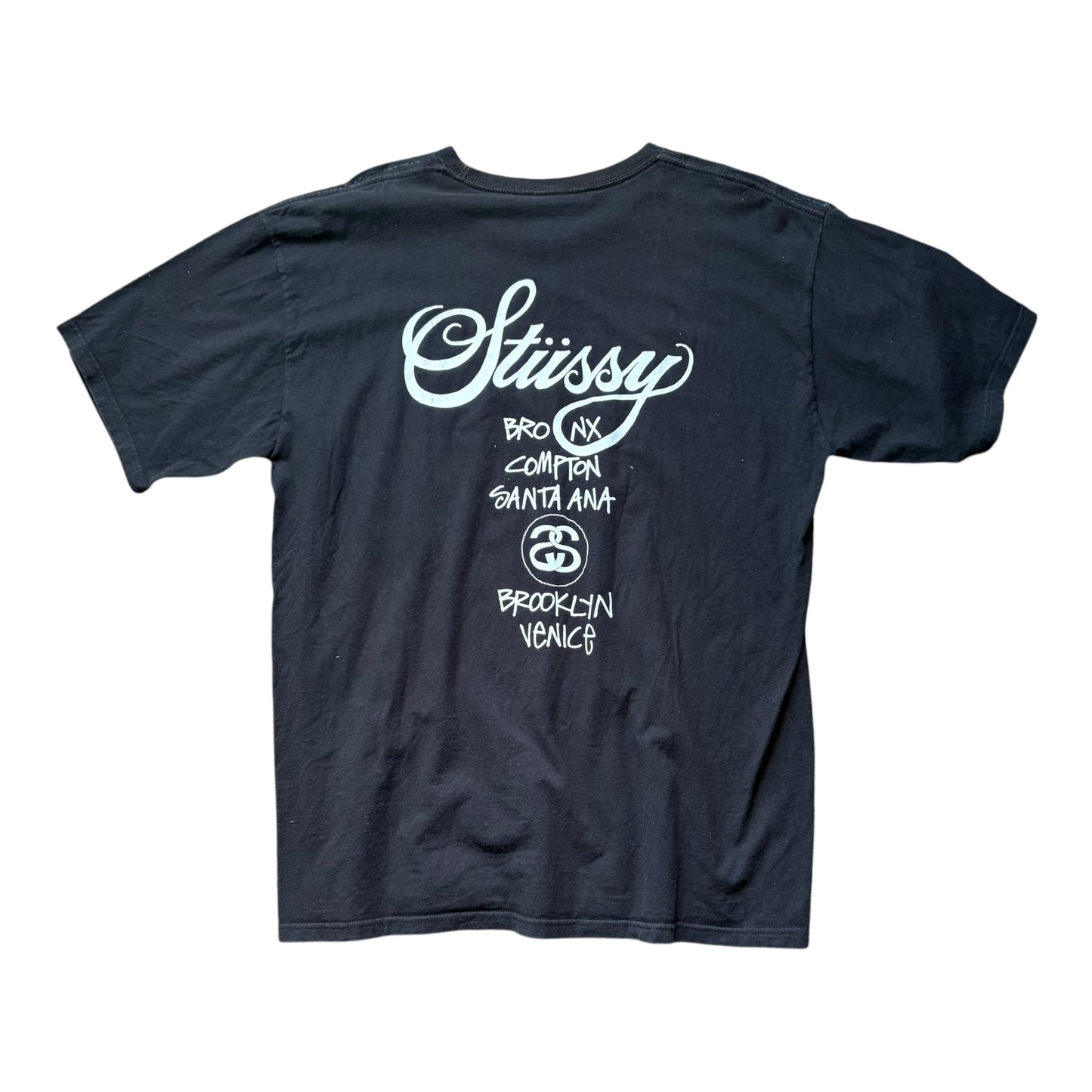 Stussy world tour black snakeskin tshirt (XL)