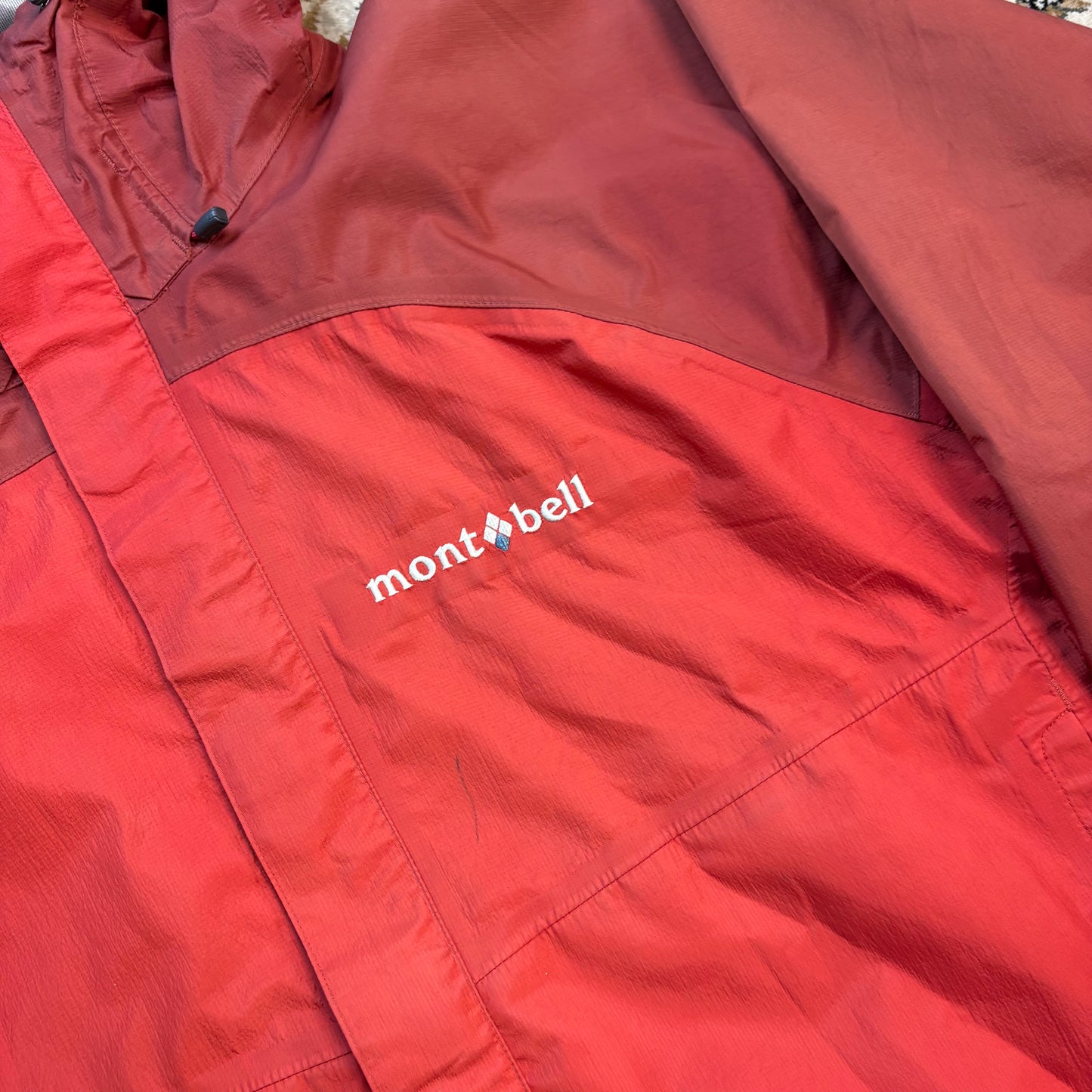 Montbell two tone red waterproof shell jacket (M)