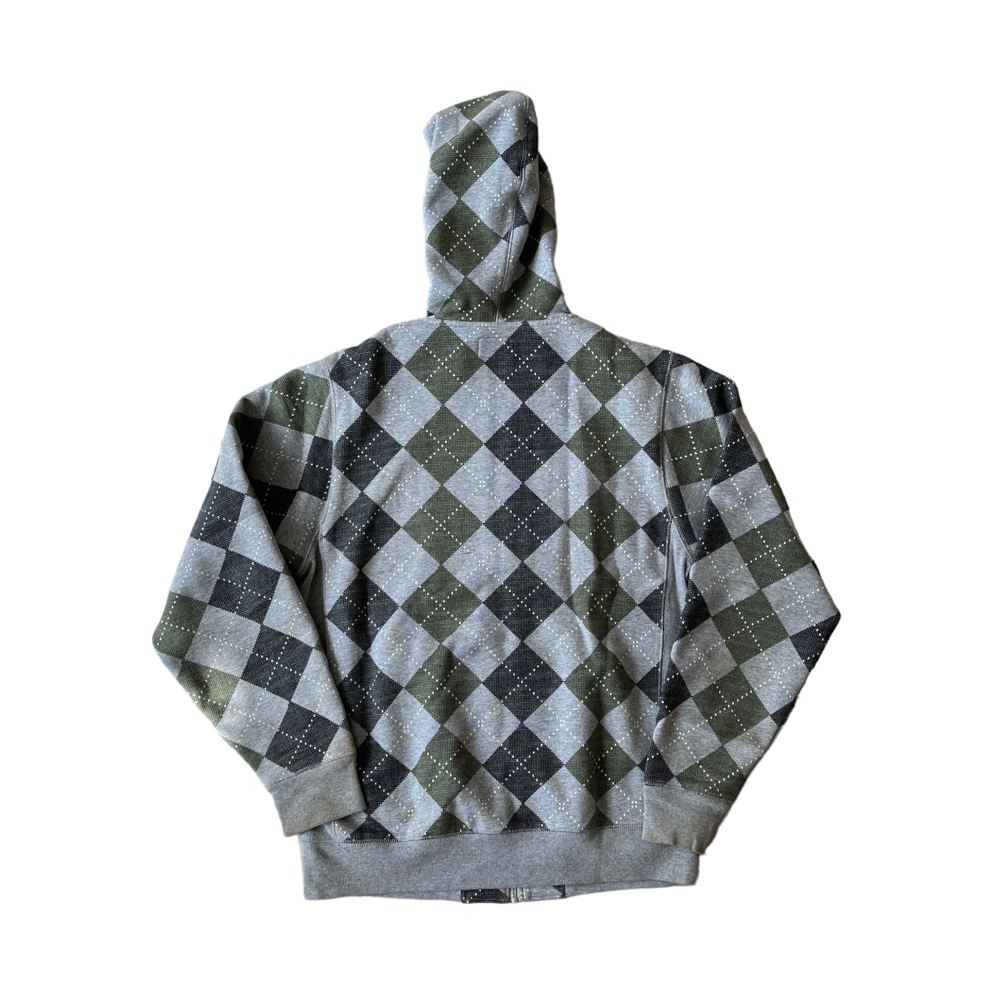 Stussy grey plaid zipup hoodie (M)