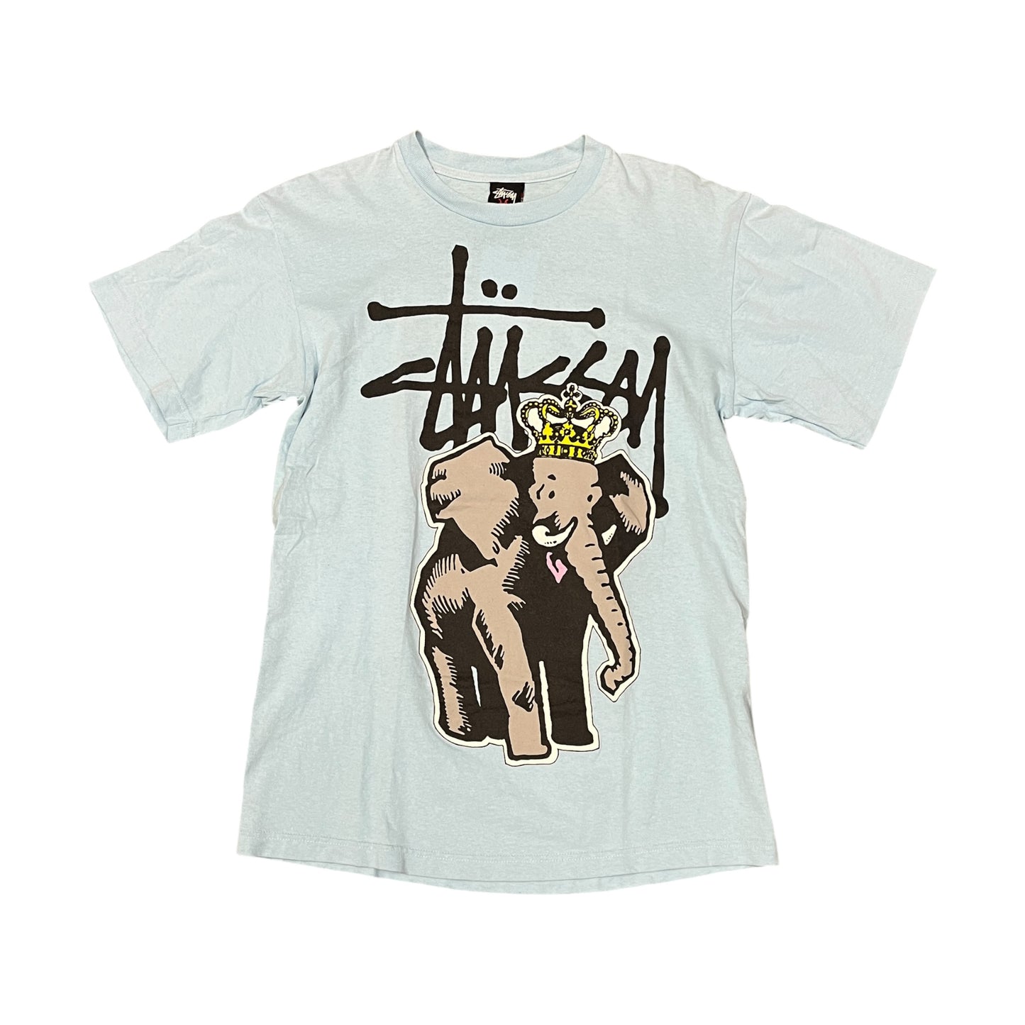 Stussy large and in charge elephant baby blue tee (M)