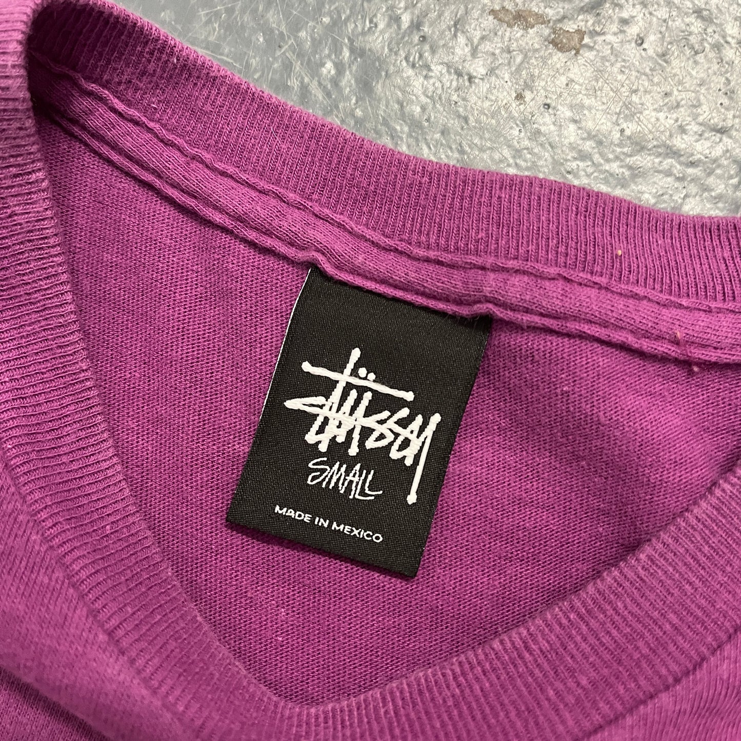 Stussy purple spellout tee (S)