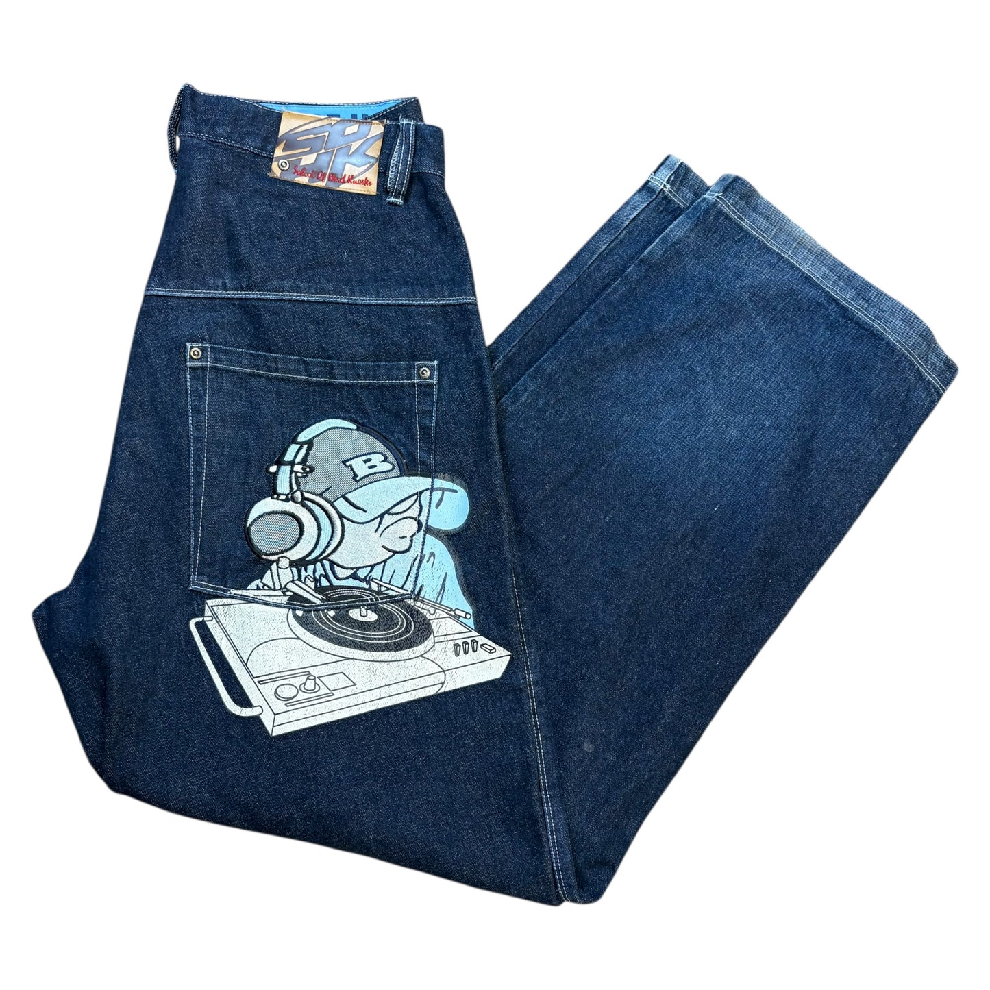 SOHK graphic navy blue DJ jeans (W34”)