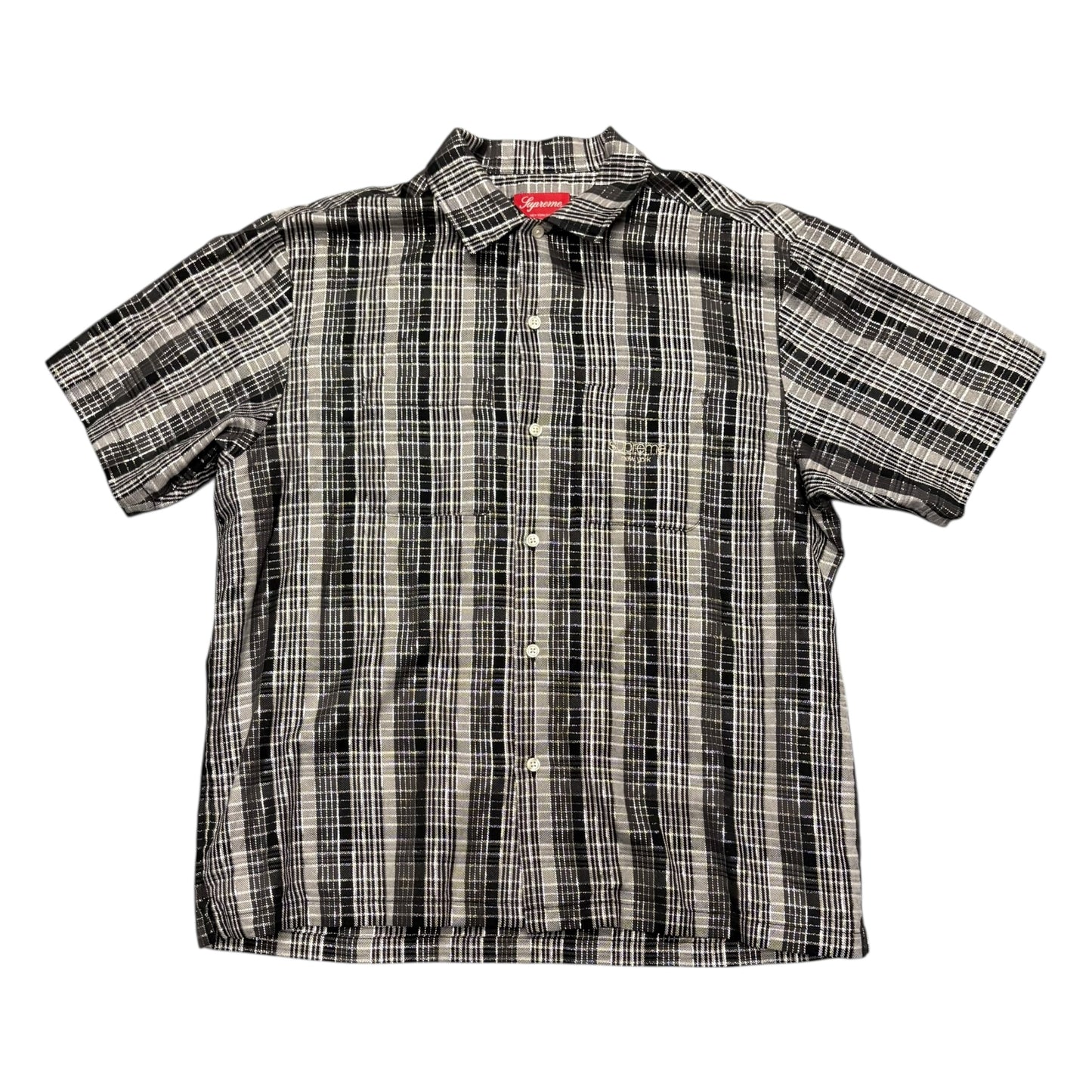 Supreme black metallic button up shirt (M)