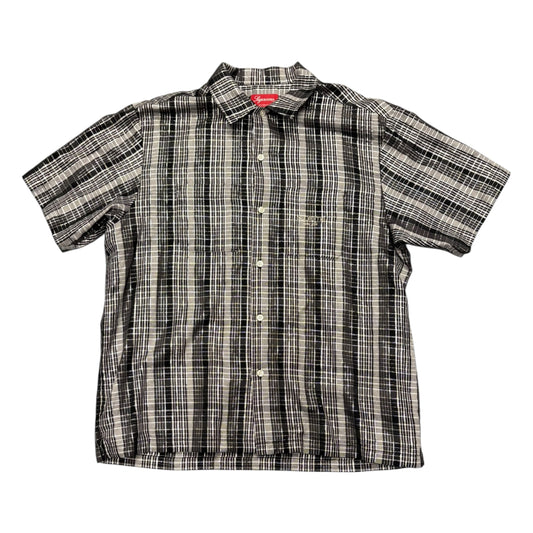 Supreme black metallic button up shirt (M)