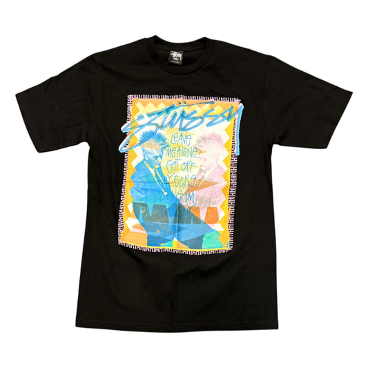 Stussy leave me alone black graphic t-shirt (S)