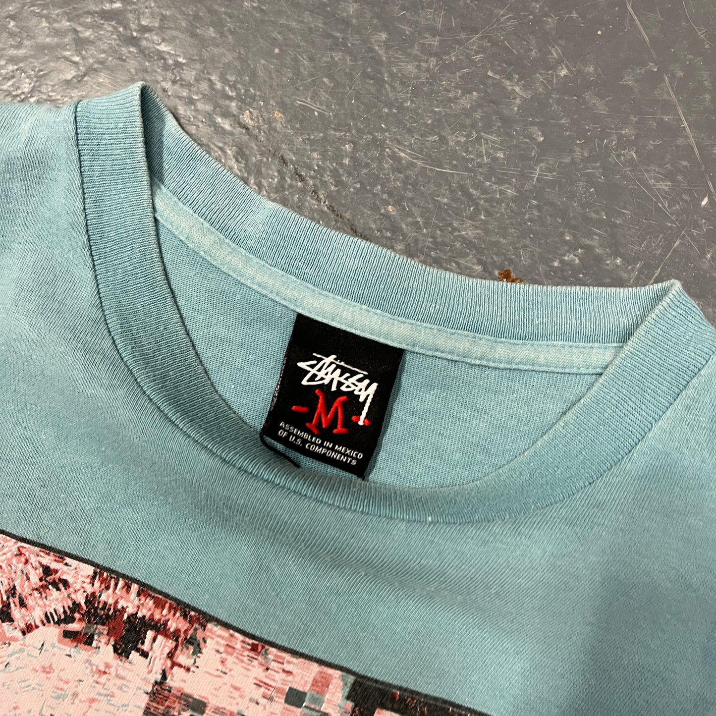 Stussy light blue abstract tee (M)