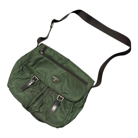 Prada green crossbody messenger bag