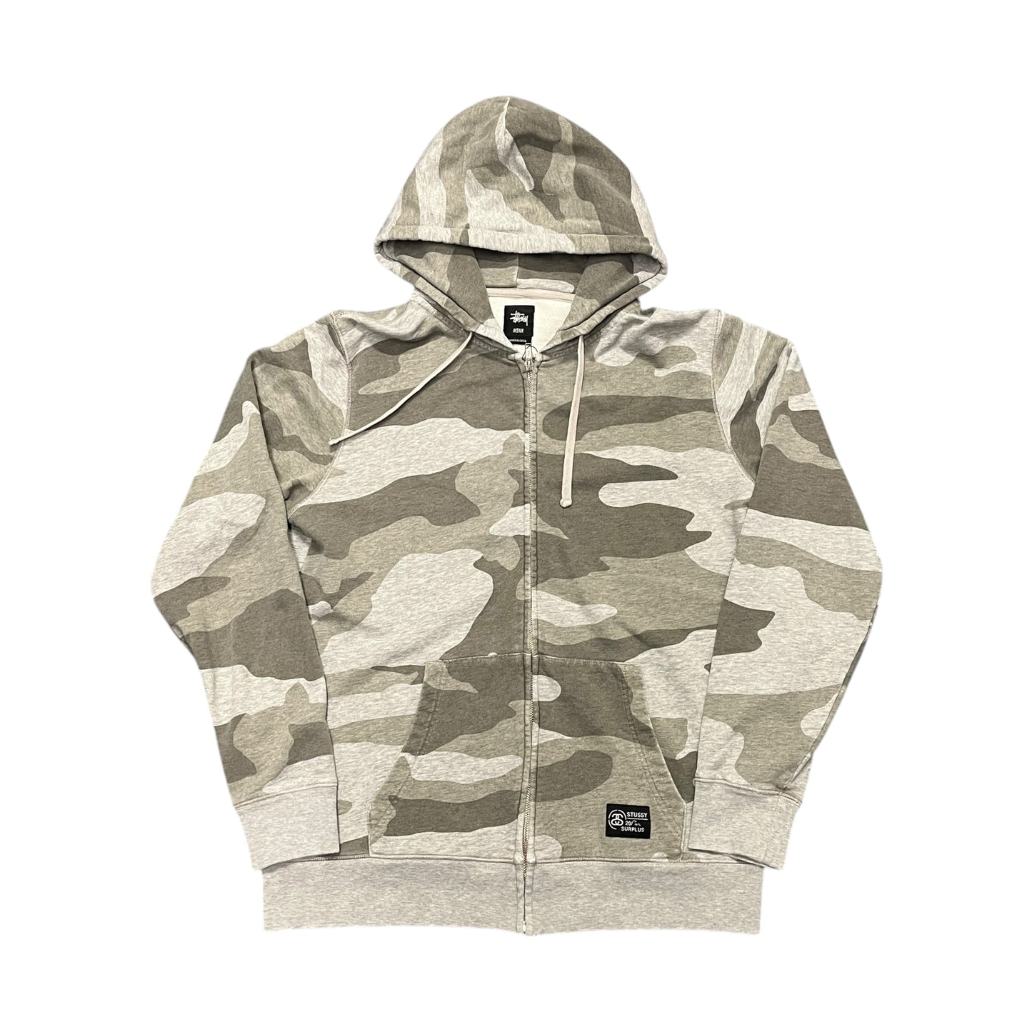 Stussy grey camo zipup hoodie (M)