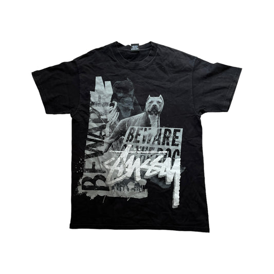 Stussy black beware of the dogs tee (M)