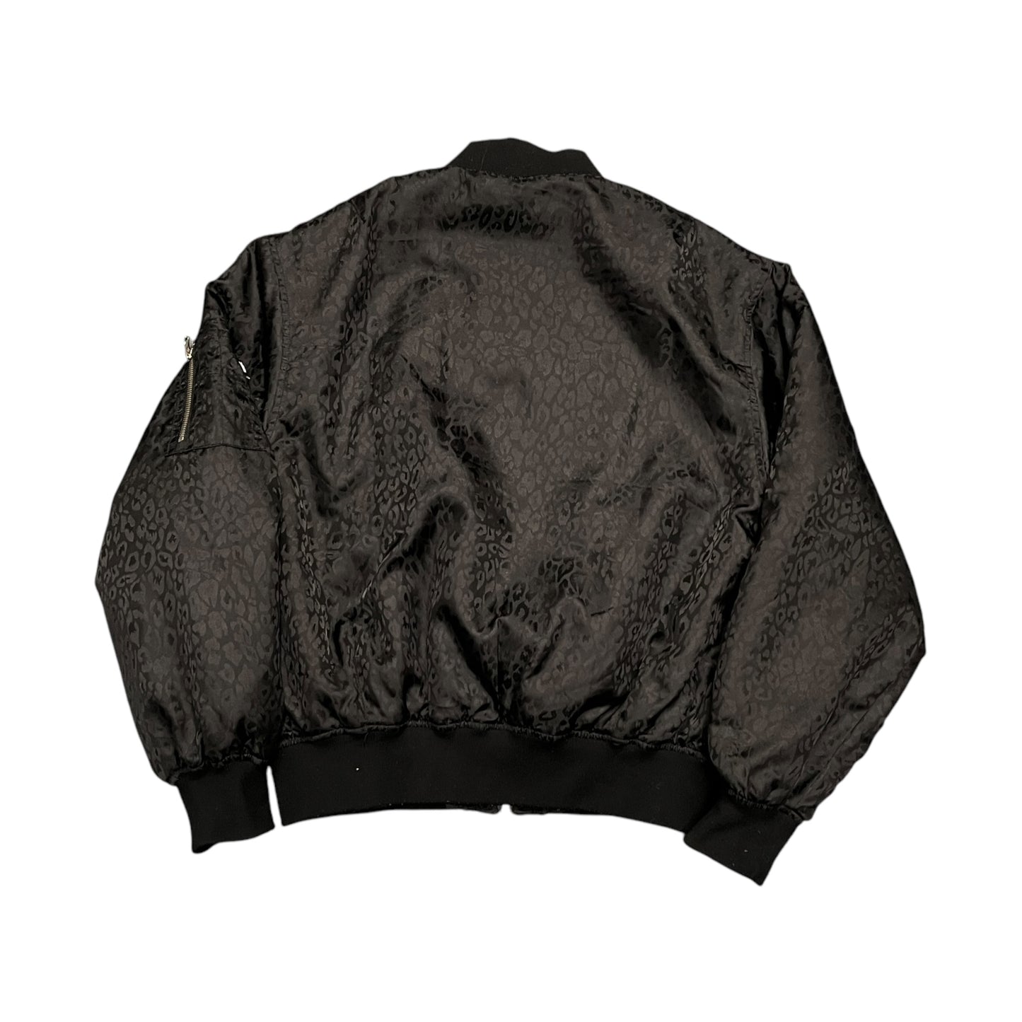 Stussy black leopard print bomber (S)