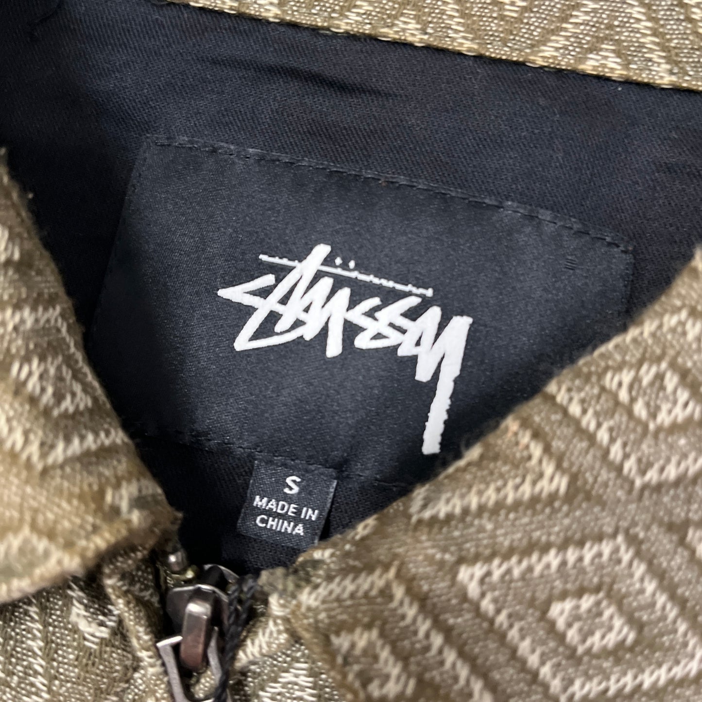 Stussy green jacquard print jacket (S)