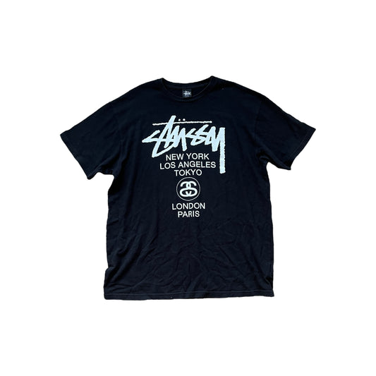 Stussy black world tour tee (L-XL)