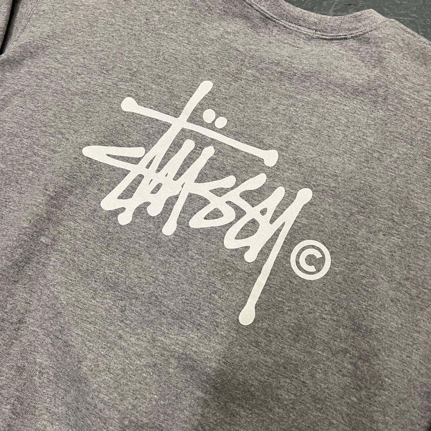 Stussy grey essential sweatshirt (S)