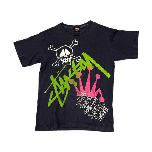 Stussy navy allover logos tee (M)